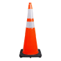 36" Performance Orange Traffic Cone, 10lbs Black Base & HIP Reflective Bands