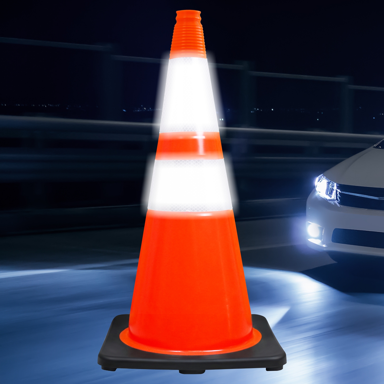 Pallet Bundle - 28" Elite 3M Sheeting Traffic Cone w/ Black Base, 7lbs