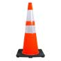 28" Elite Slim Orange Traffic Cone, 10lbs Black Base & 3M Reflective Bands