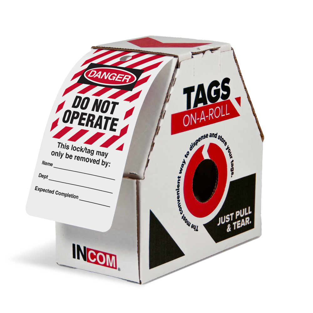 Danger Do Not Operate Lockout Tags on a Roll