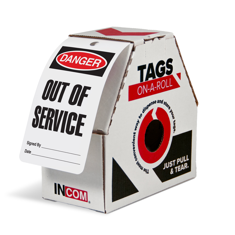 Danger Out Of Service Tags on a Roll