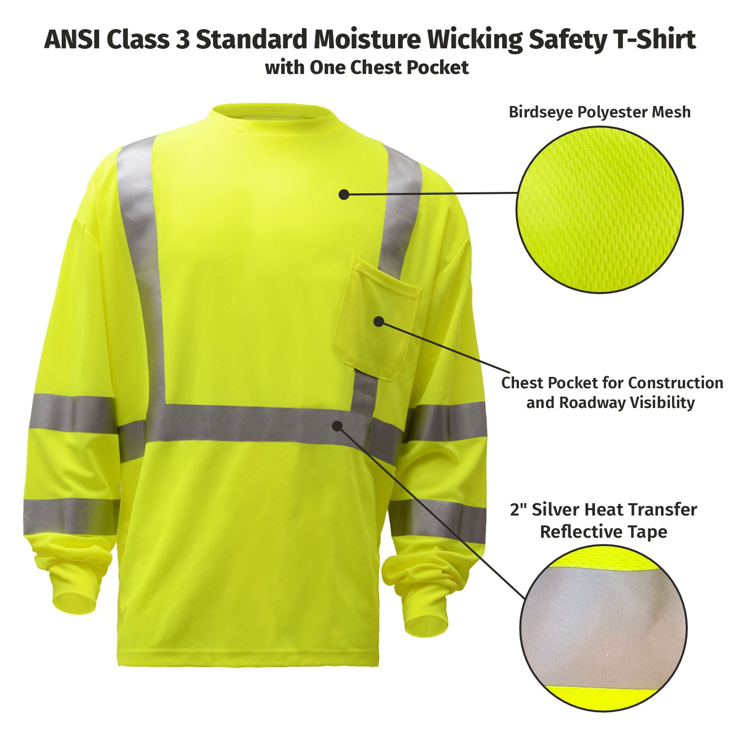 ANSI Class 3 Standard Moisture Wicking Safety T-Shirt