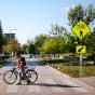 RRFB MUTCD Bike & Pedestrian Crosswalk System,Single-Sided Solar,30"Fluorescent Yellow-Green DG Sign