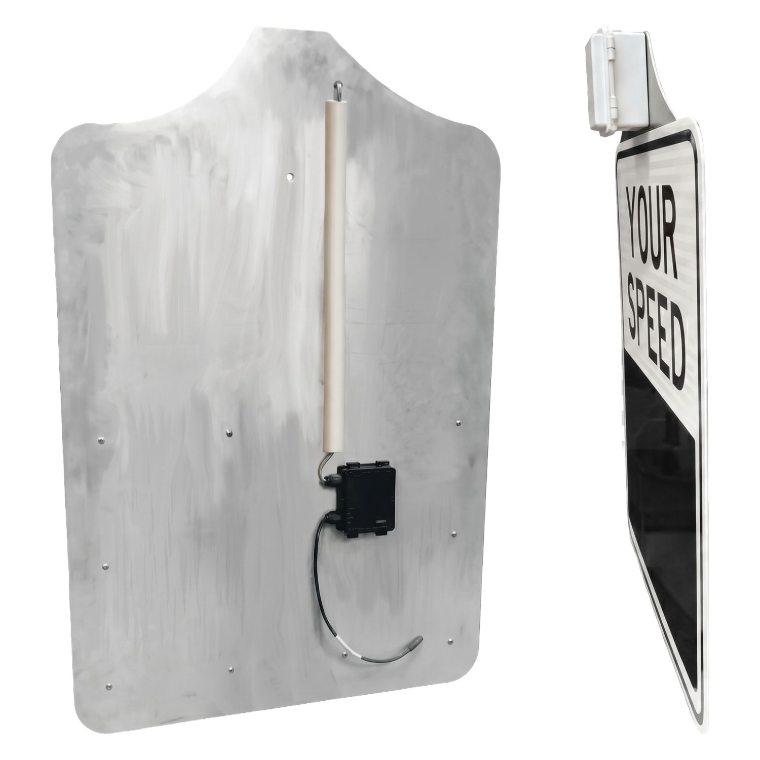 Radar Speed Feedback Sign, 30" White, Solar Powered "Your Speed" LED Display