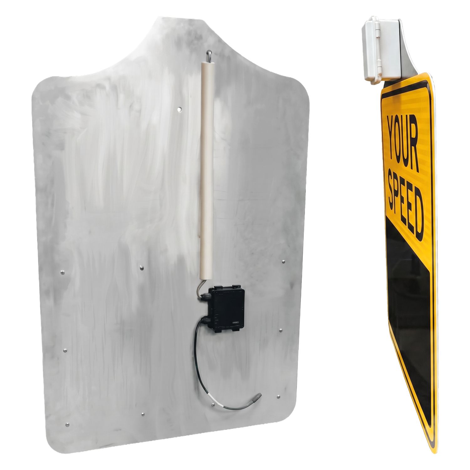 Radar Speed Feedback Sign, 30" Yellow, Solar Powered "Your Speed" LED Display