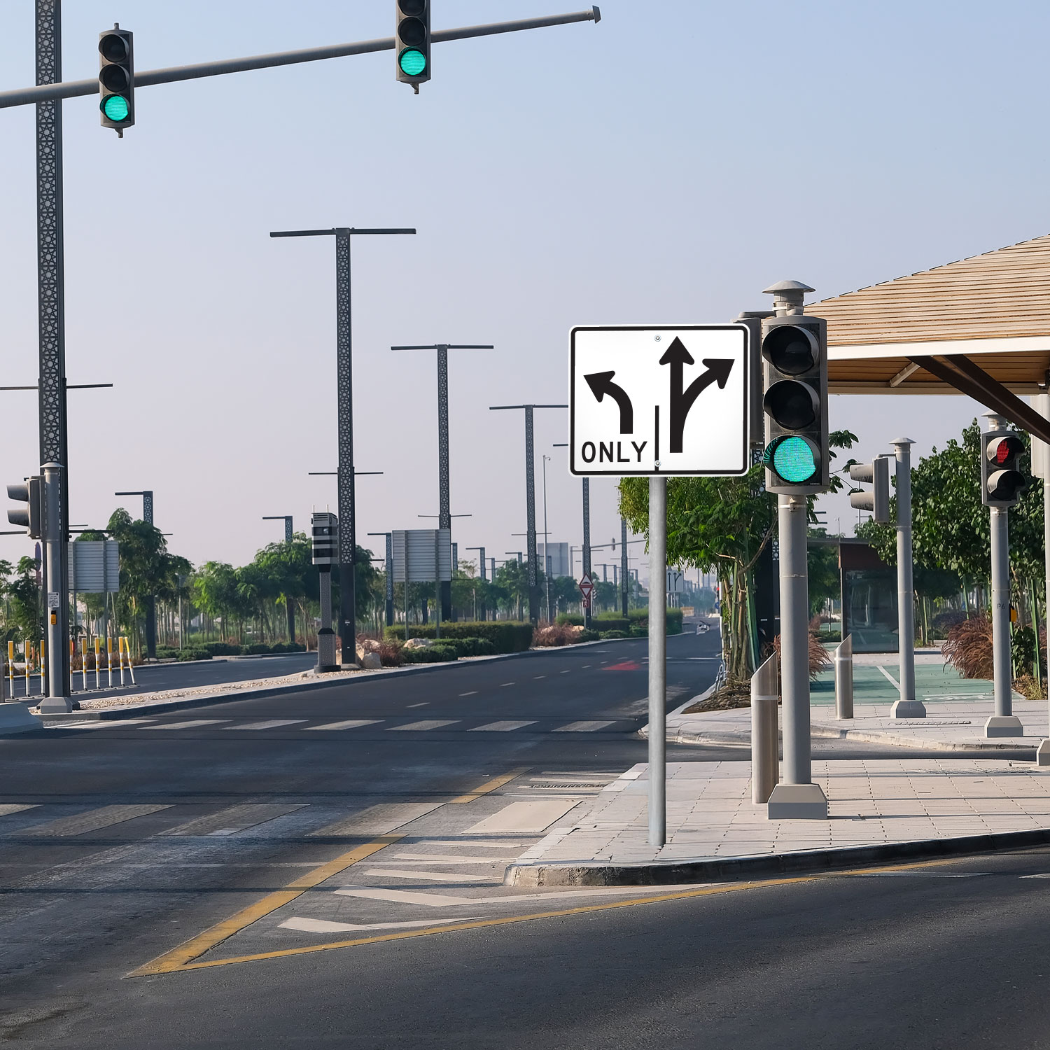 Texas 2 Lane with Left Lane Only Left Turn Sign