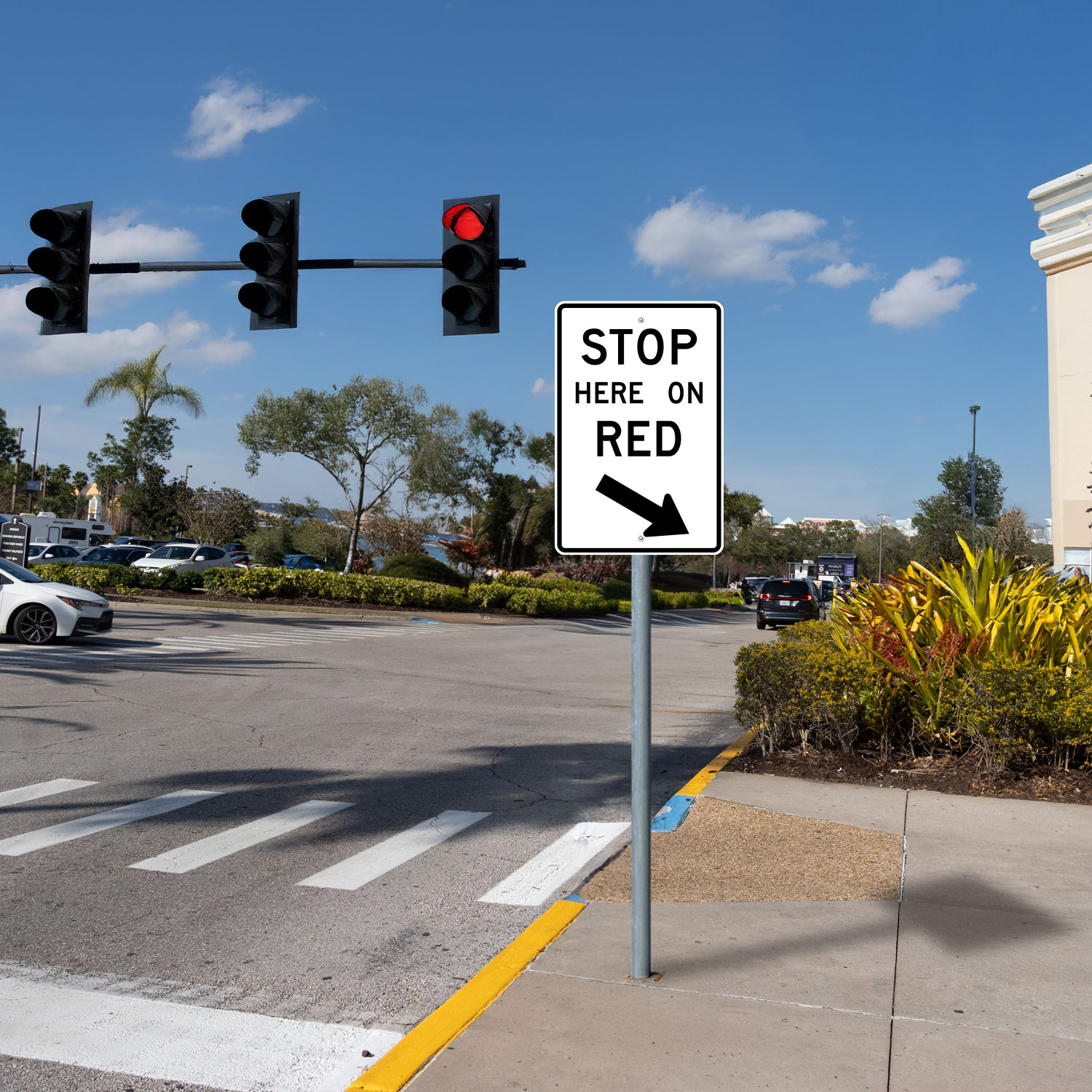 Stop Here On Red Sign