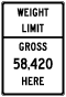 Texas Weight Limit Gross Sign