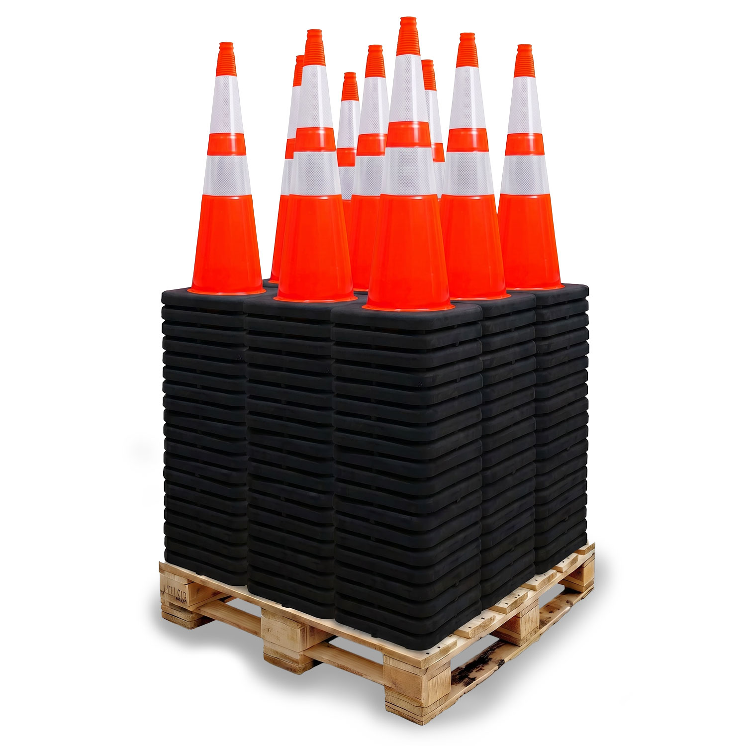 Pallet Bundle - 28" Slim Line Elite 3M Sheeting Traffic Cone w/ Black Base, 10lbs