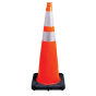 36" Elite Orange Traffic Cone, 12lbs Black Base & 3M Reflective Bands