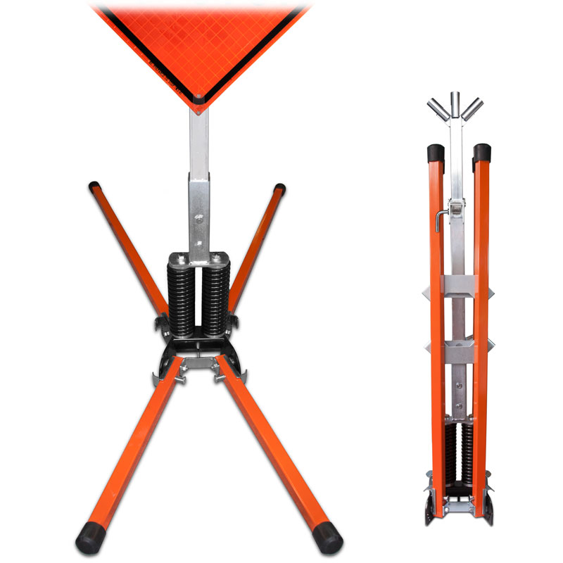 Dual Spring Stand For Rigid or Roll-Up Signs