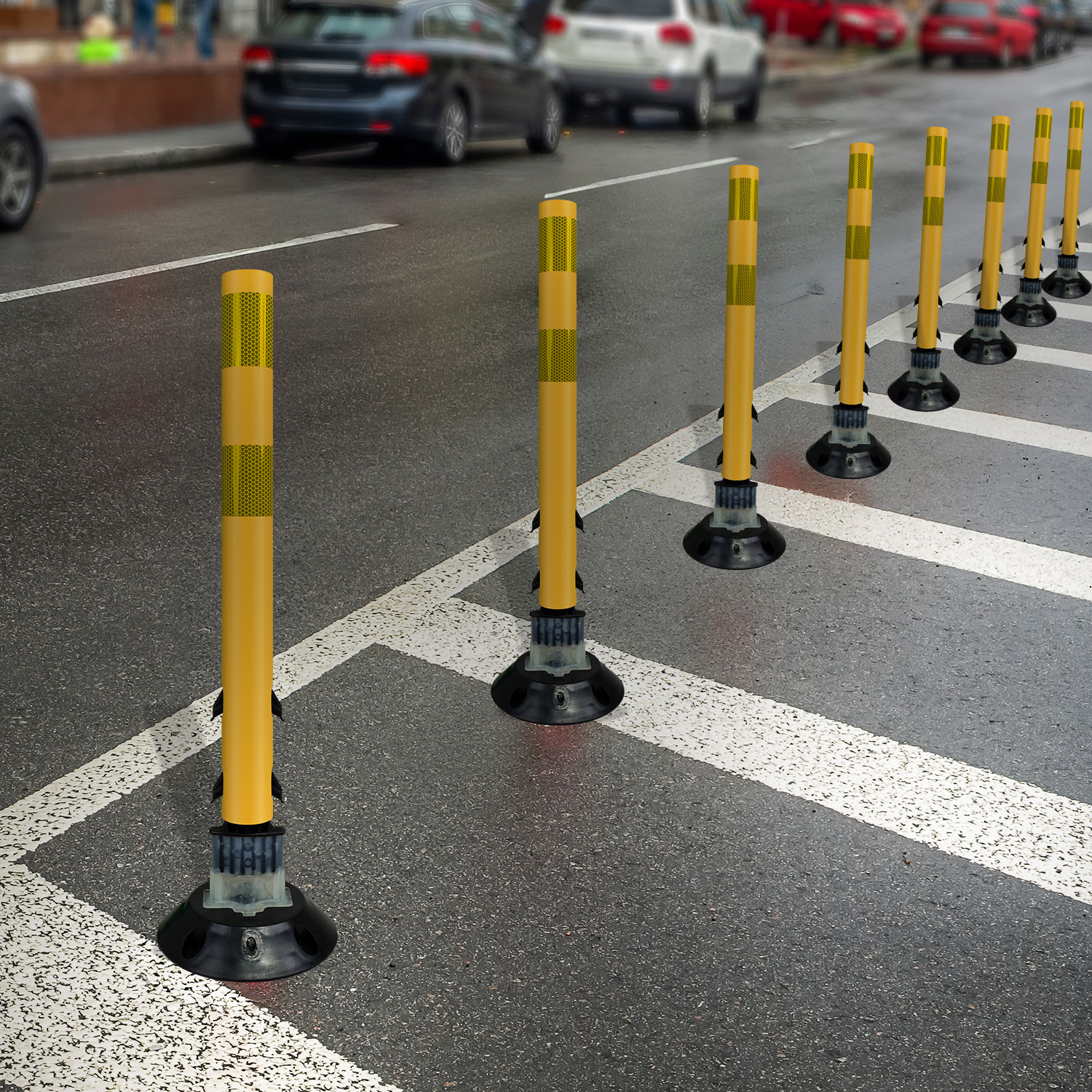 Yellow Flexstake Surface Mount Tubular Traffic Delineator