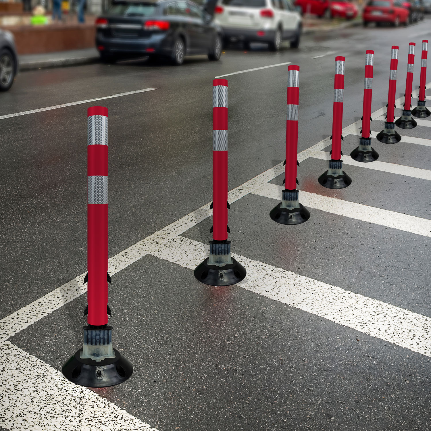 Red Flexstake Surface Mount Tubular Traffic Delineator