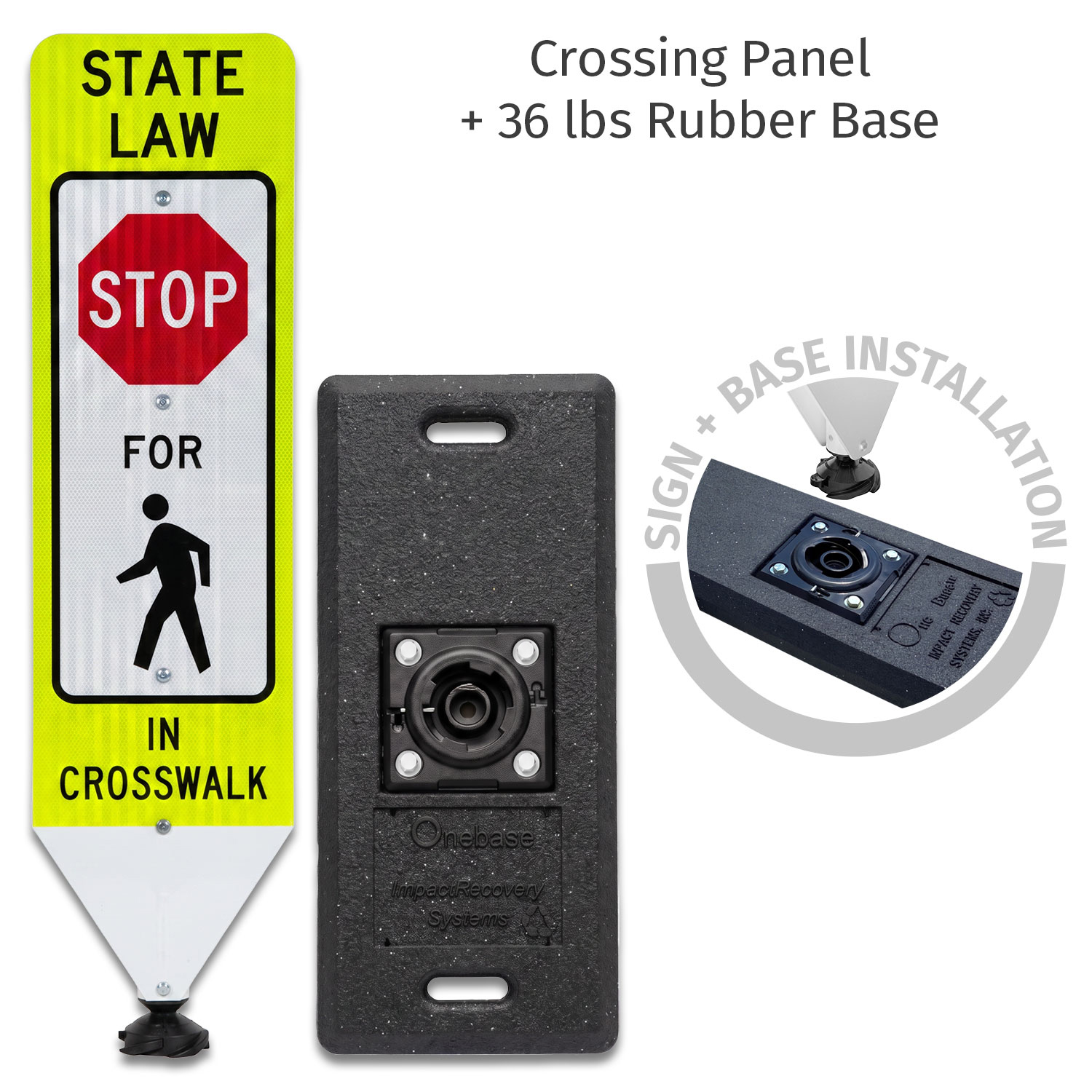 Stop For Pedestrians In-Street Sign with Portable Base