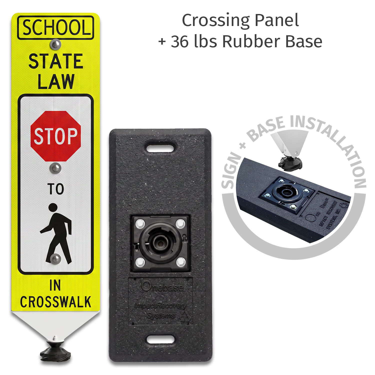 School Stop For Pedestrians In-Street Sign with Portable Base