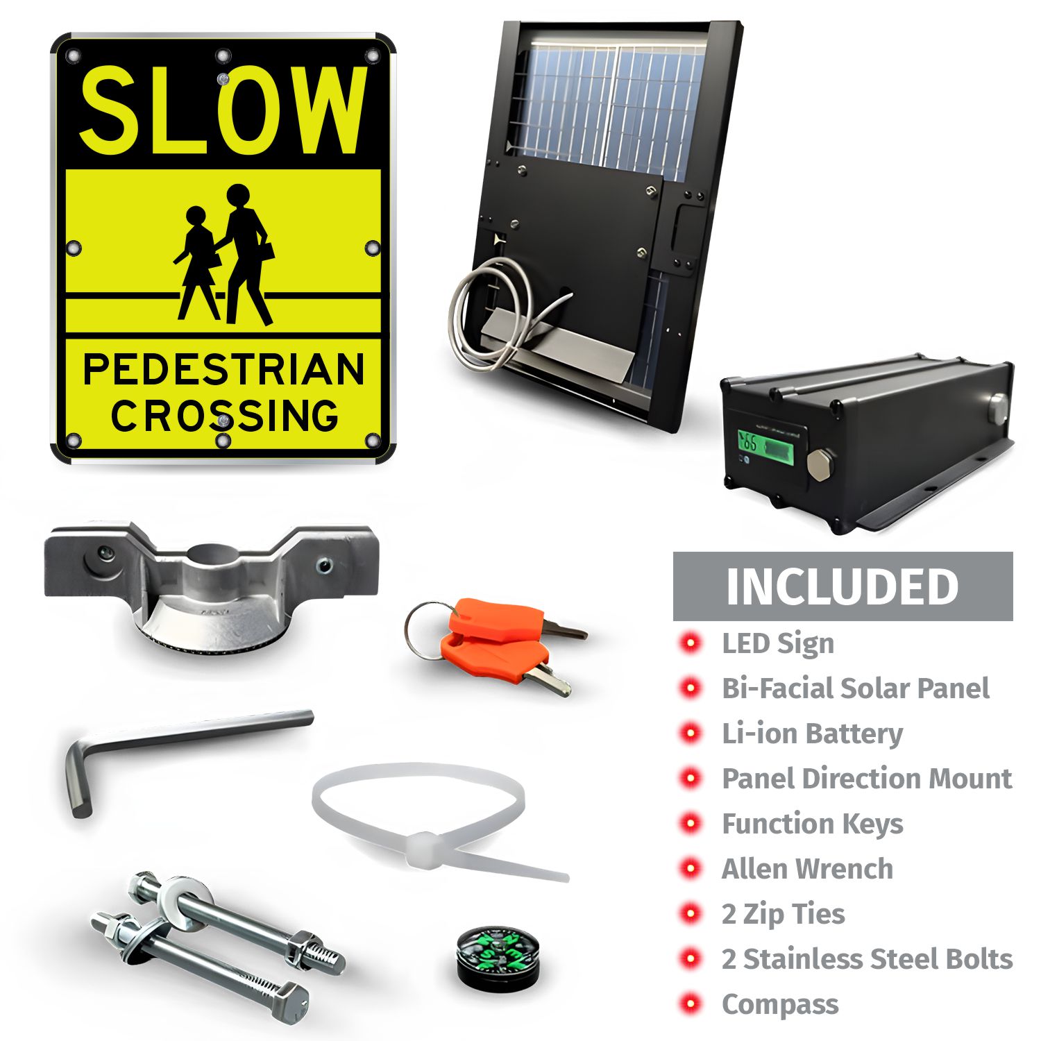 LED Solar Slow Pedestrian Crossing Sign