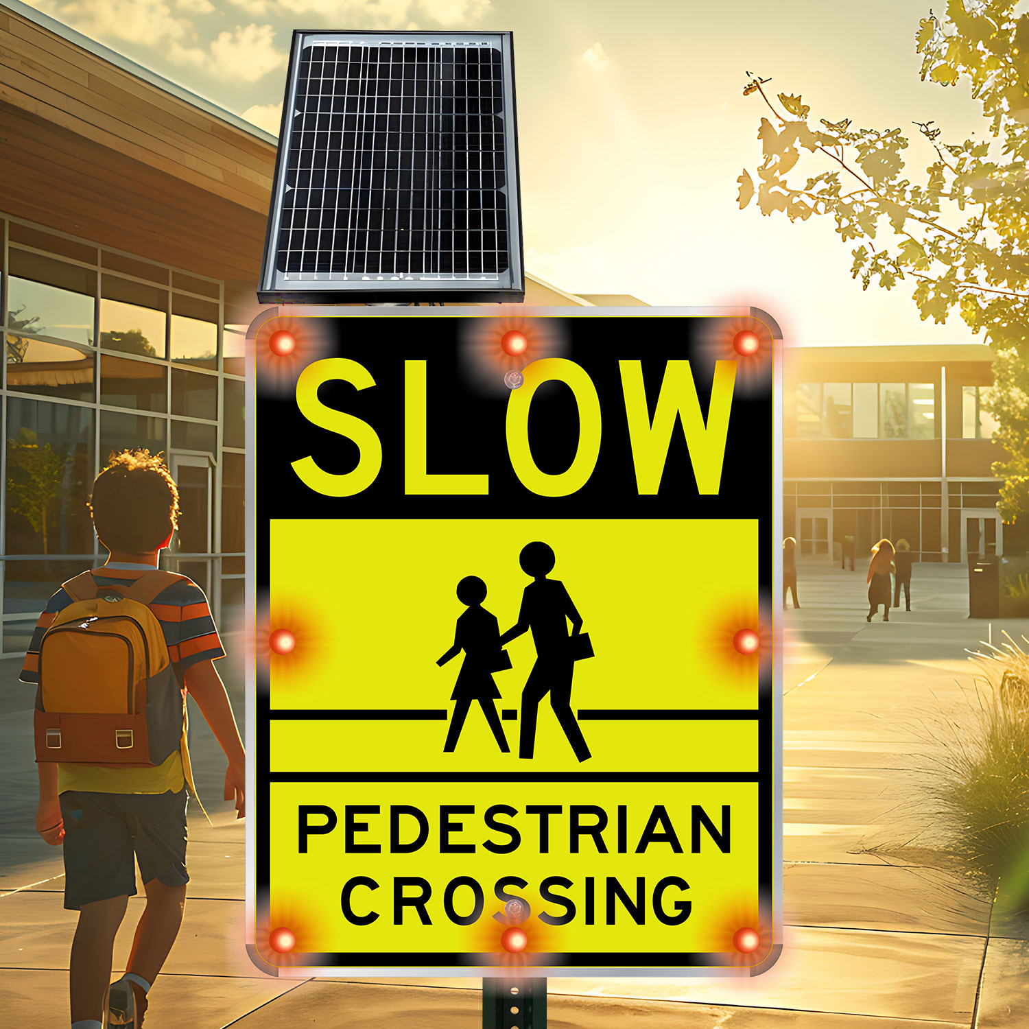 LED Solar Slow Pedestrian Crossing Sign