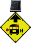 LED Solar School Bus Stop Ahead Sign