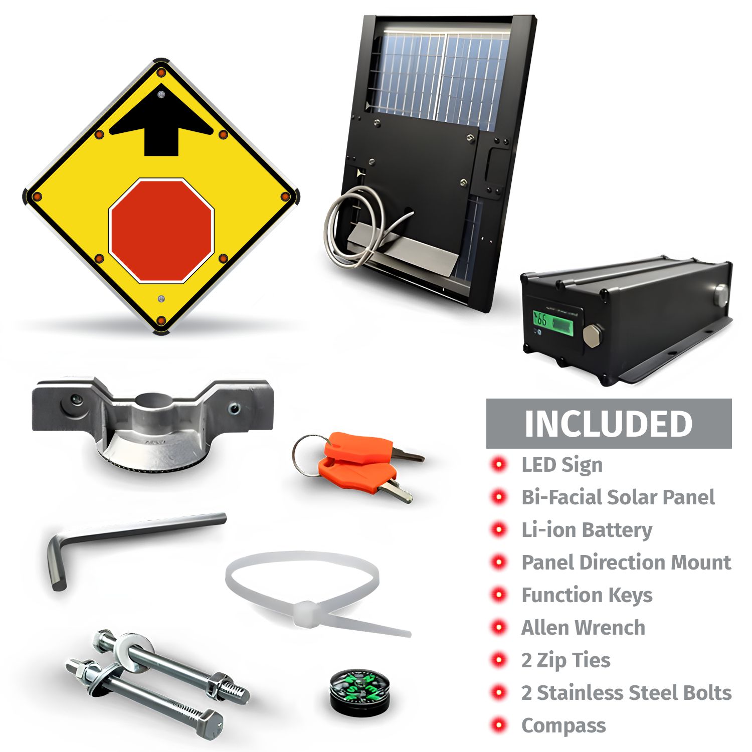 LED Solar Stop Ahead Sign