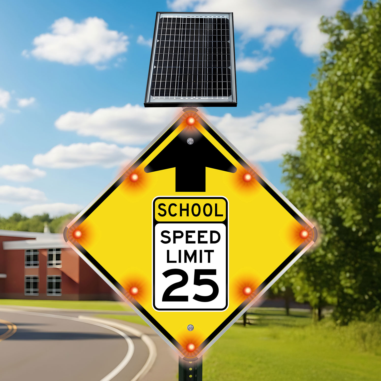 LED Solar School Speed Limit 25 Sign