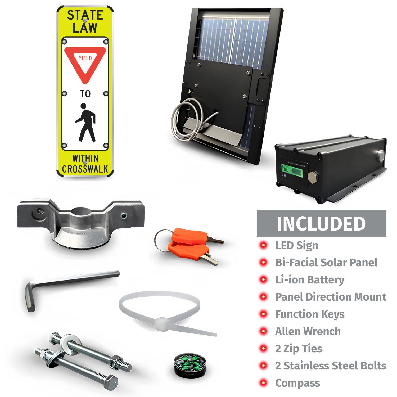 LED Solar State Law Yield To Pedestrian Within Crosswalk Sign