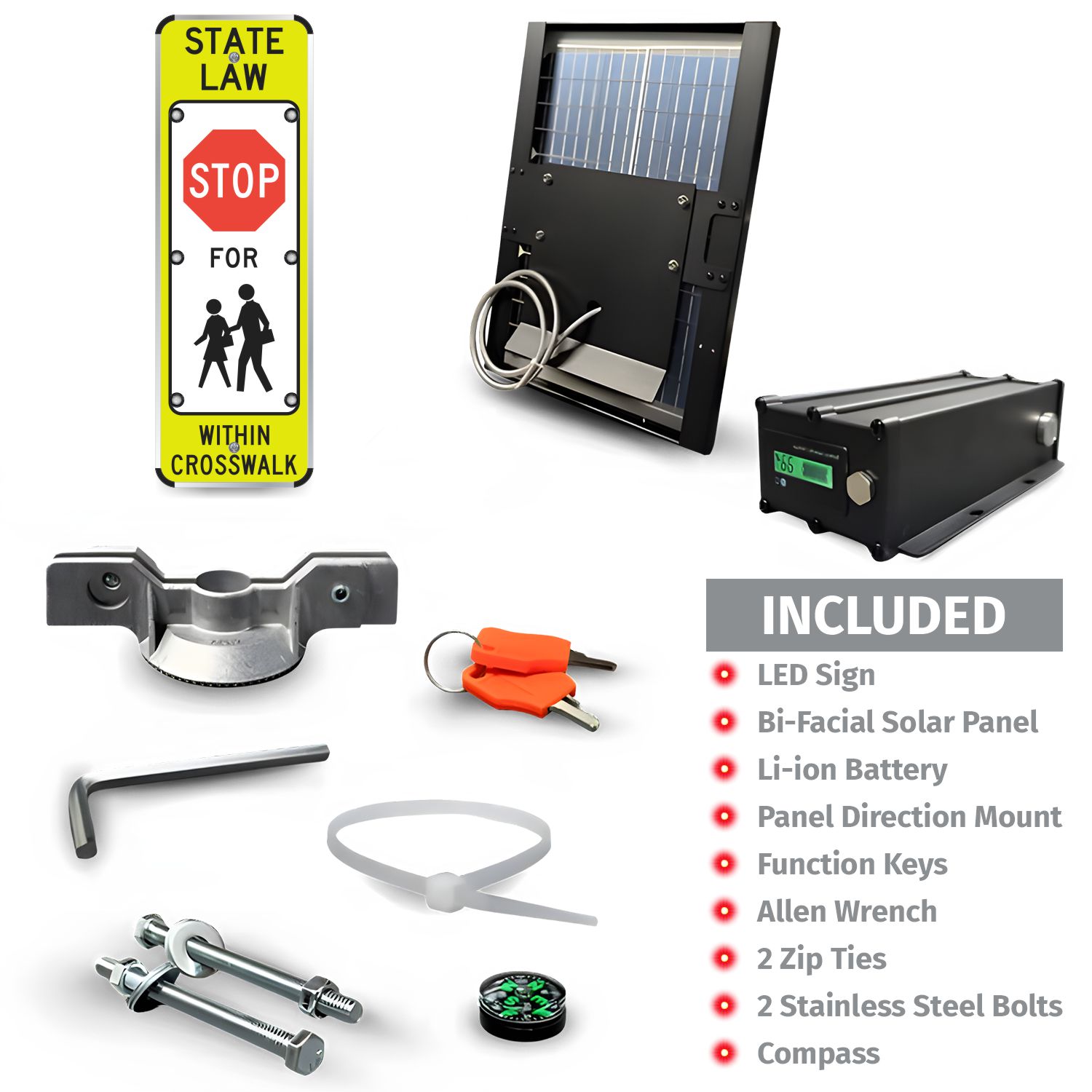LED Solar State Law Stop For Pedestrian In Crosswalk Sign