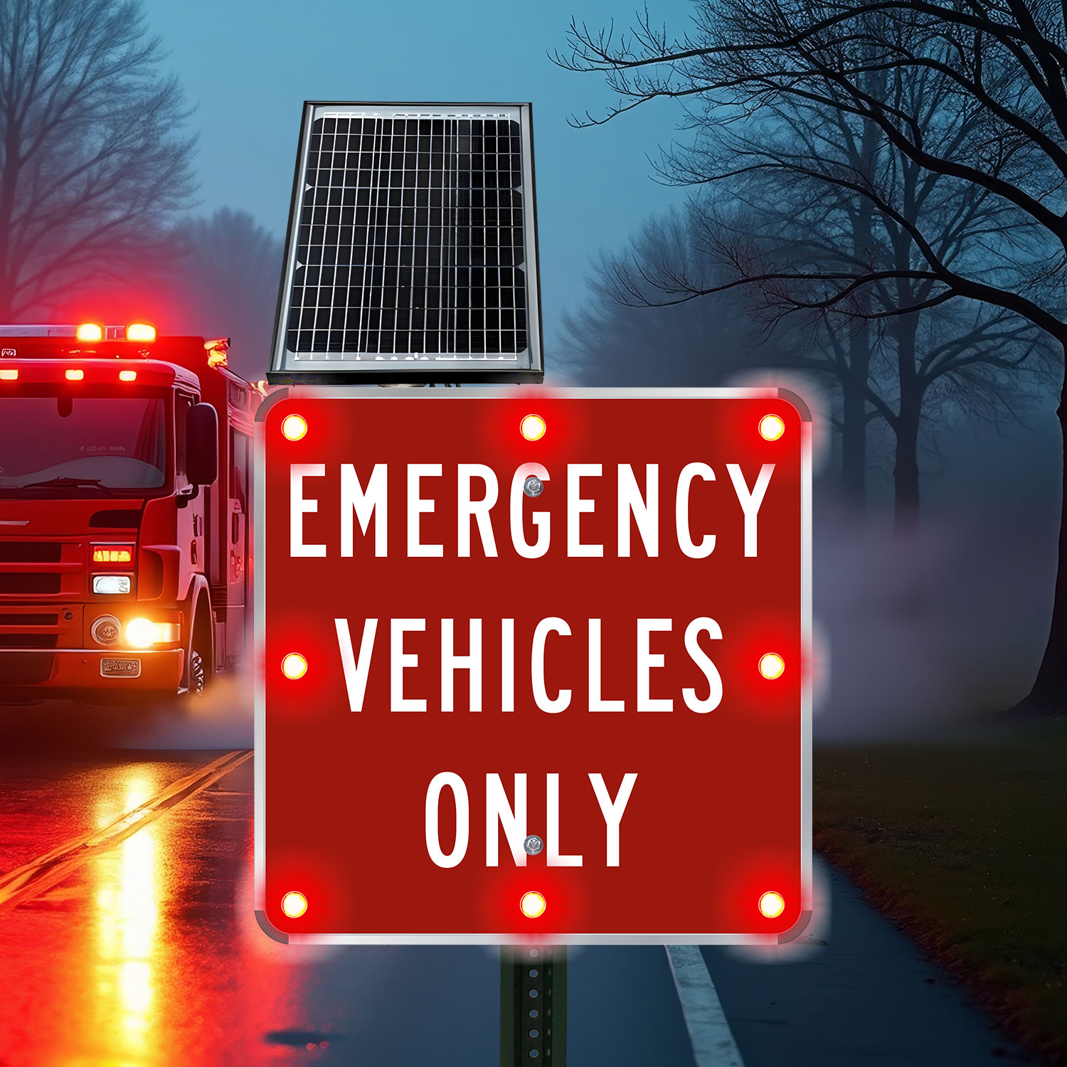 LED Solar Emergency Vehicles Only Sign In Stock Ships Fast