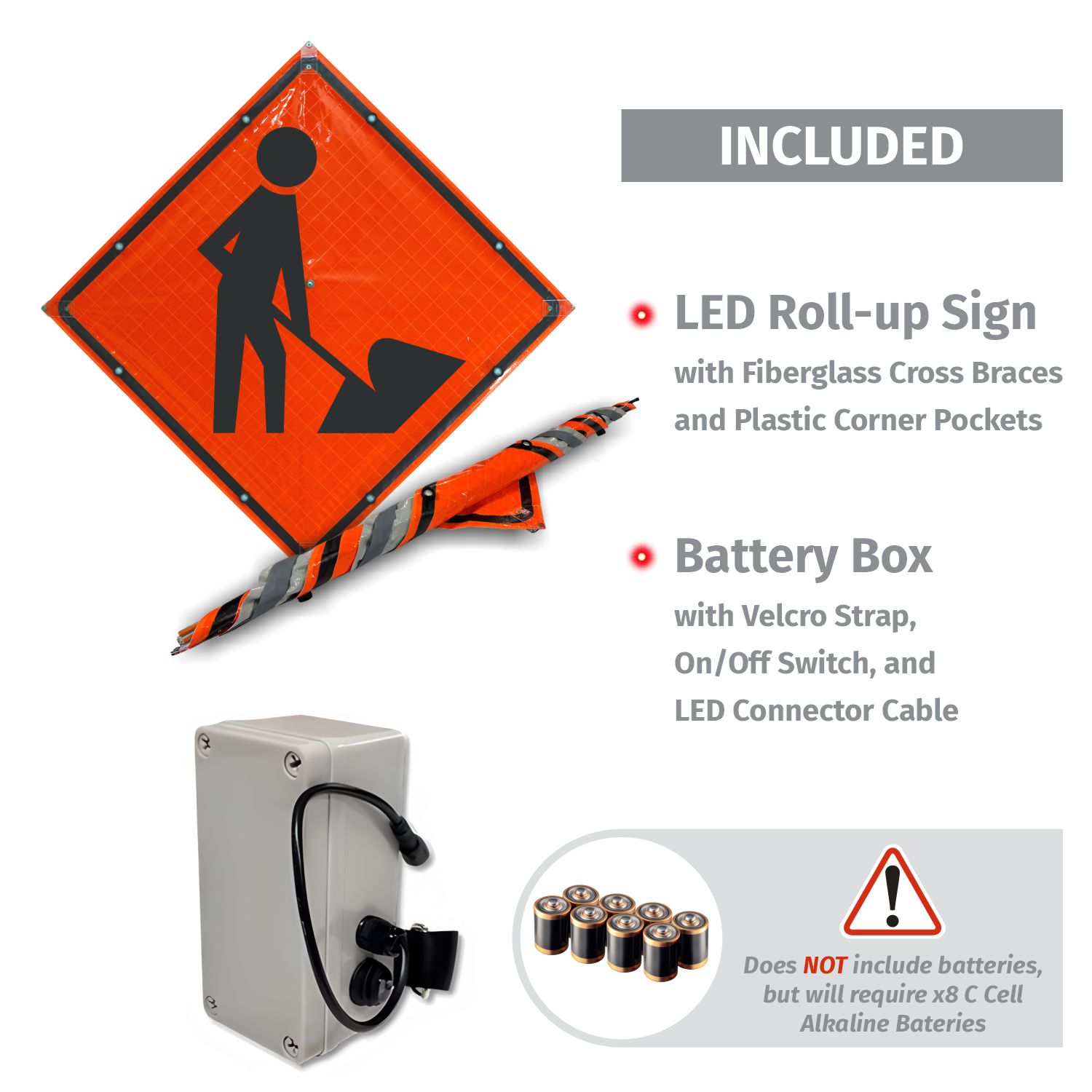 Workers Ahead LED Roll-Up Sign