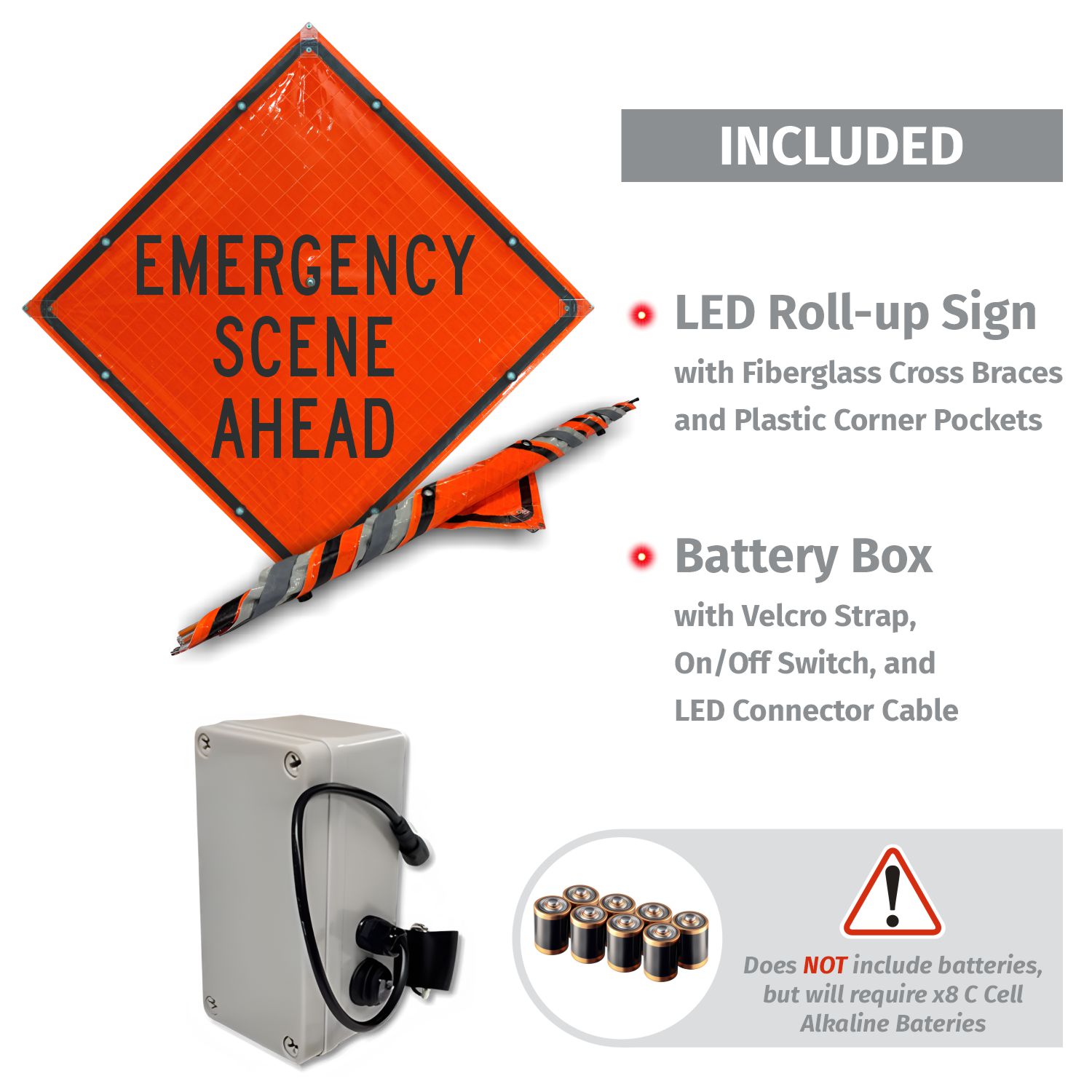 Emergency Scene Ahead LED Roll-Up Sign