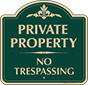 Green Background – Private Property No Trespassing Sign