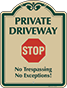 Green Border & Text – Private Driveway No Trespassing Sign