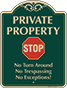 Green Background – No Turn-Around No Trespassing Sign