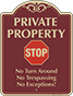 Burgundy Background – No Turn-Around No Trespassing Sign