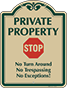 Green Border & Text – No Turn-Around No Trespassing Sign