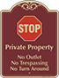 Burgundy Background – No Outlet Trespassing or Turn Around Sign
