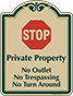 Green Border & Text – No Outlet Trespassing or Turn Around Sign