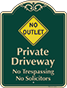 Green Background – No Outlet Private Driveway Sign