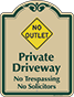 Green Border & Text – No Outlet Private Driveway Sign