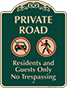 Green Background – Private Road Residents and Guest Only Sign