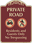 Burgundy Background – Private Road Residents and Guest Only Sign