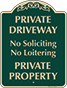 Green Background – Private Driveway No Loitering Sign