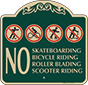 Green Background – No Skateboarding Roller Blading Sign