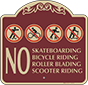 Burgundy Background – No Skateboarding Roller Blading Sign