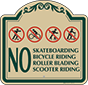 Green Border & Text – No Skateboarding Roller Blading Sign