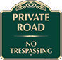 Green Background – Private Road No Trespassing Sign