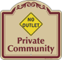 Burgundy Border & Text – No Outlet Private Community Sign
