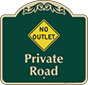 Green Background – No Outlet Private Road Sign
