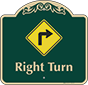 Green Background – Right Turn Sign
