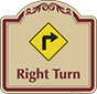 Burgundy Border & Text – Right Turn Sign