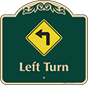 Green Background – Left Turn Sign